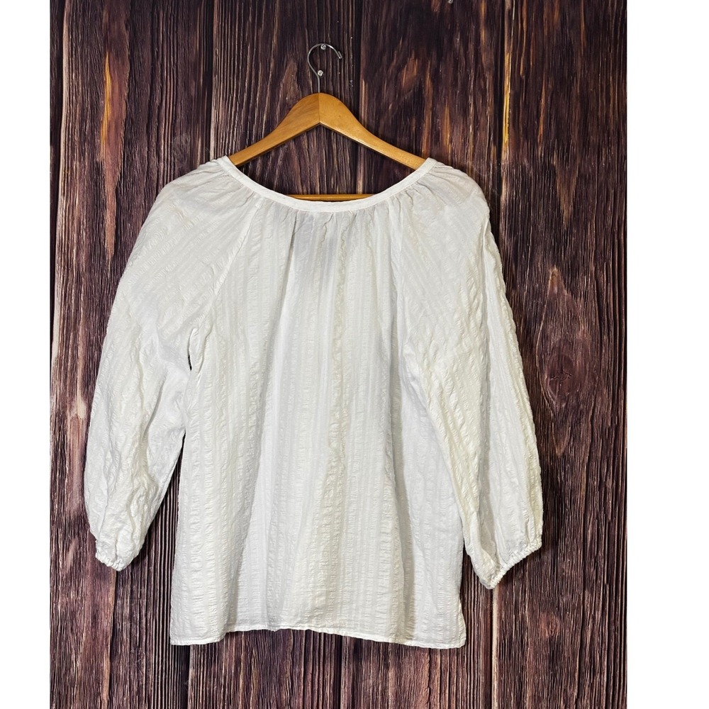 Tommy Bahama White Textured V-Neck Peasant Blouse - Picture 3 of 11